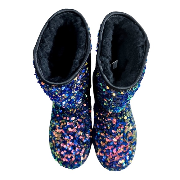 UGG Black Short Classic Stellar Sequin Boots 37 US 6 - Picture 2 of 12